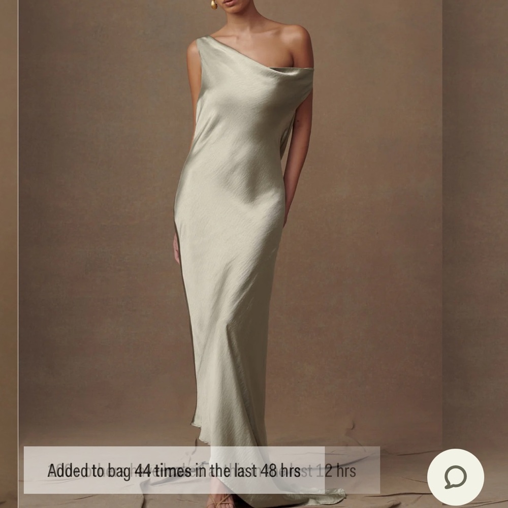 Elegant One-Shoulder sage green Dress